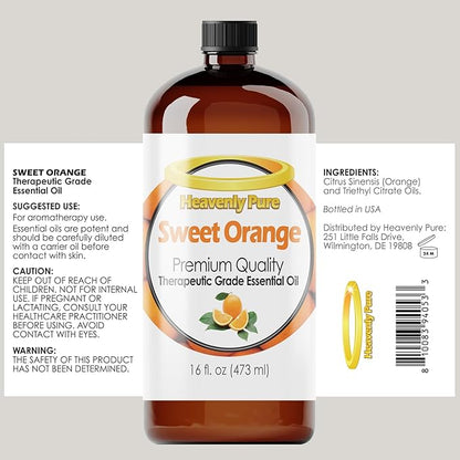 Sweet Orange Essential Oil 16 oz Large Bottle for Diffuser, Candle, Soaps, Aromatherapy - 473 ml