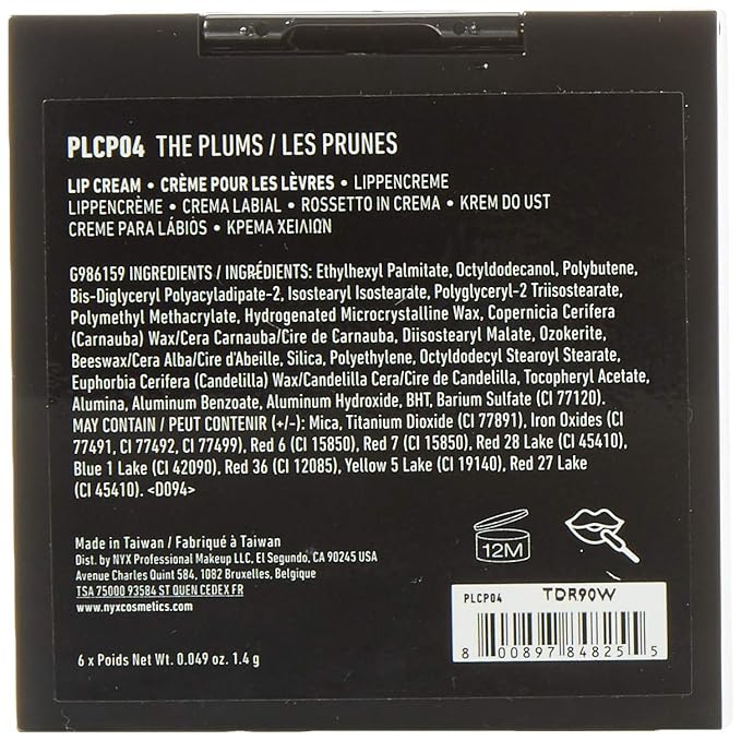 NYX PROFESSIONAL MAKEUP Pro Lip Cream Palette, The Plums, 0.317 Ounce