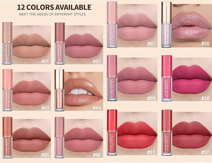 12 Colors Matte Nude Lipstick Set Velvety Long Long