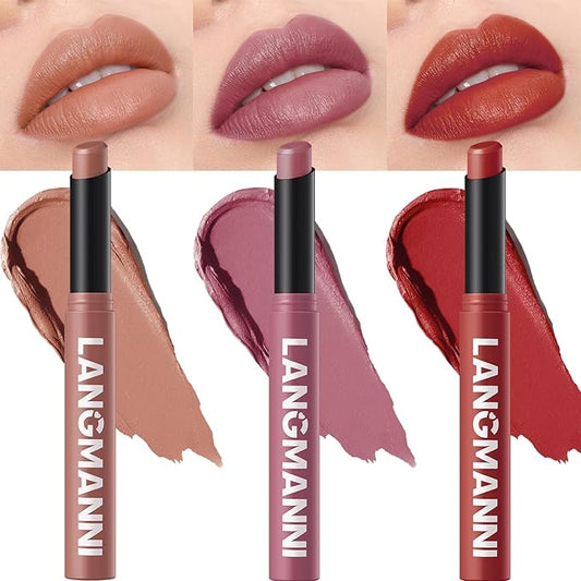 Jolilab 3 Pcs Velvet Matte Lipstick Nude Matte Lipstick