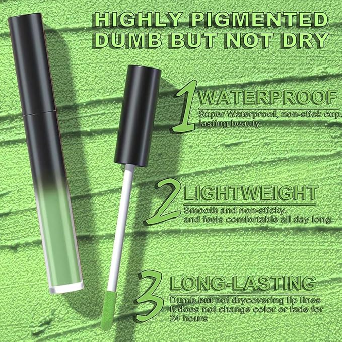 evpct 5Pcs Light Neon Yellow Orange Green Matte Liquid Lipstick Lip Stain Sets for Women Matte+Lipstick Long Lasting 24 hr Hours Magic Lipstick 24 Hours original Waterproof Set04