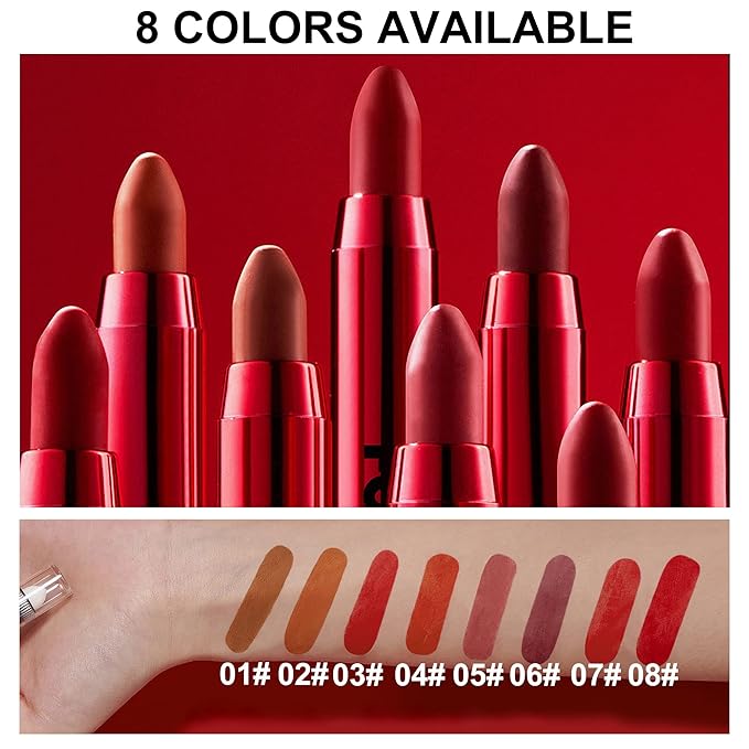 Velvet Matte Lipstick Stick with Brush-2 in 1 Long