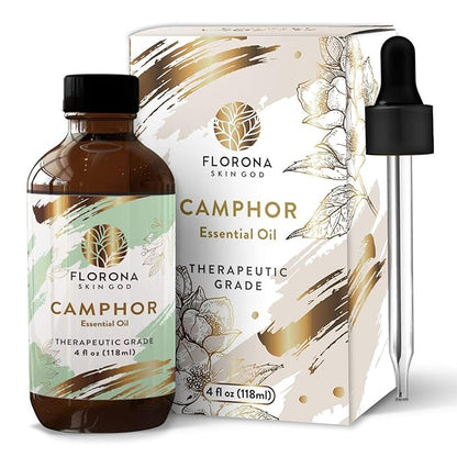Florona Camphor Oil 100% Pure & Natural - 4 fl oz, for Hair, Face & Skin Care, Massage