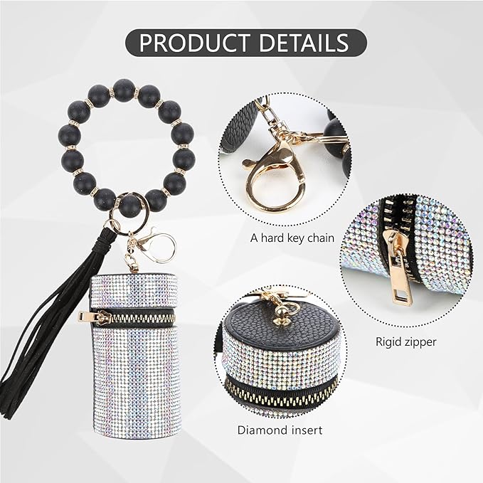 Lipstick Keychain, Leather Diamond Lip Gloss Holder, Stylish Gloss