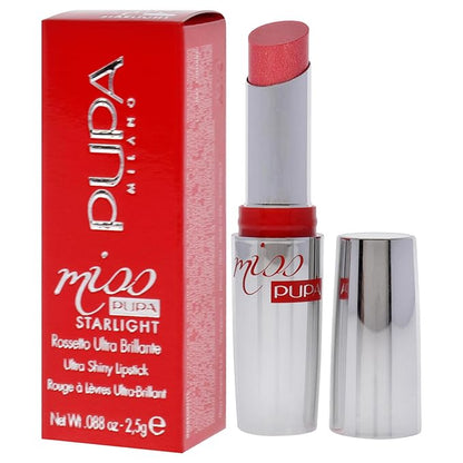 Pupa Milano Miss Milano Starlight Ultra-Shiny Lipstick - Semi-Transparent Color And Micro Pearls - Balmy Texture - Extraordinary Radiance - Blends Gently On Lips - 705 Divine Diana - 0.88 Oz