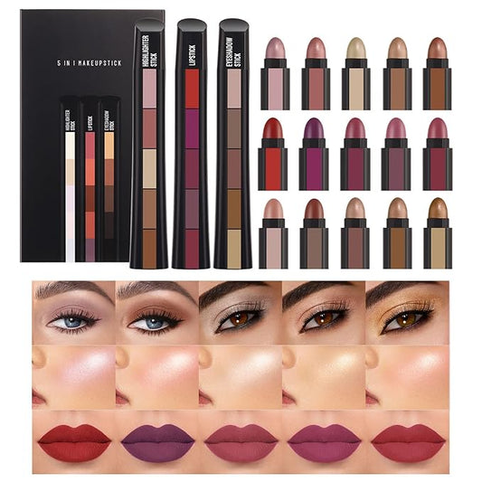 5Pcs Matte Lipstick Set + 5Pcs Matte Cream Countour/Highlight
