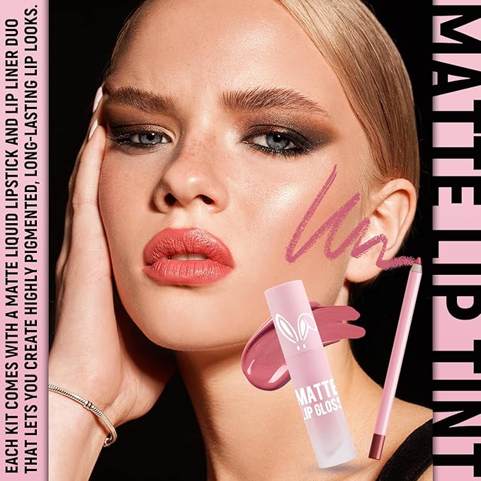 VIOLA HOUSE Lipstick Lip Liner Set, Matt Lipstick Non-Fading,