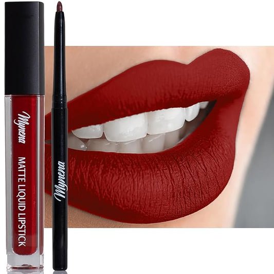 Red Lipstick & Liner Set | Matte Liquid Lipstick