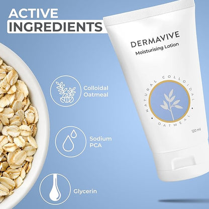 Moisturising Lotion, Hydrating Body Lotion, pH Balanced Nourishing Moisturizer, Non-Greasy Moisturizing Lotion with Natural Colloidal Oatmeal for Dry Skin, 120ml (4.05 fl oz)