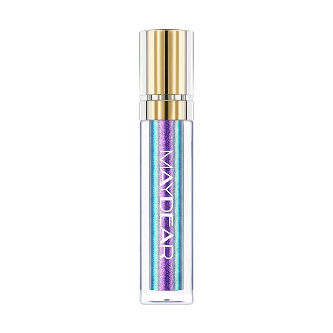 Maydear Chameleon Lipstick, High Pigmented Blue Lipstick for Women Metallic Shine Lip Gloss, Full-Coverage Multichrome Lipstick Long Lasting Rainbow Lip Makeup, Blue Purple(04)