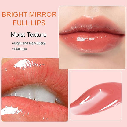 2PCS Hydrating Lip Glow Oil, Lip Plumper Gloss, Moisturizing Lip Oil, No-Sticky Transparent Plumping Lip Gloss Tinted Lip Balm for Lip Care and Dry Lips (2PCS Cherry)