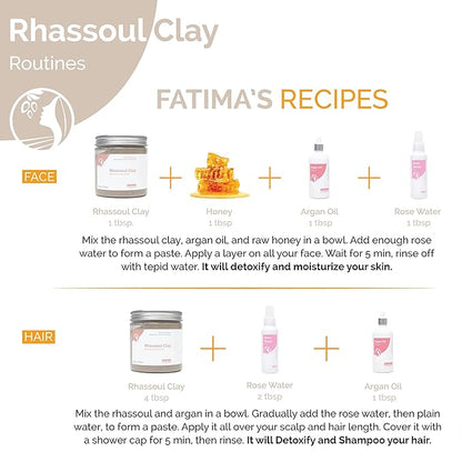 Fatima's Garden Rhassoul Clay with Herbs - Detox Facial Powder, 150g