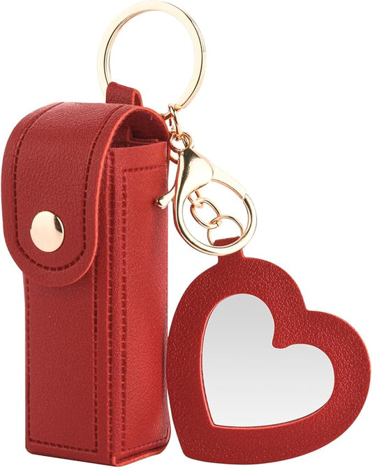 Lipstick Organizer Keychain Chapstick Case with Mirror Organizer
