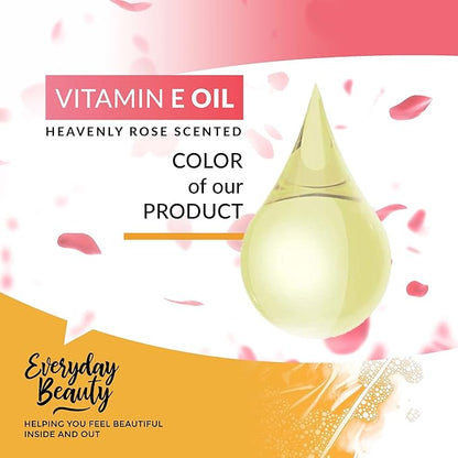 Organic Vitamin E Oil - Heavenly Rose Scented USDA Certified 100% All Natural Plant Based 2oz - Lightweight & Great for Scars After Surgery - For Face, Skin and Nails - Reduce Wrinkles, Anti Aging