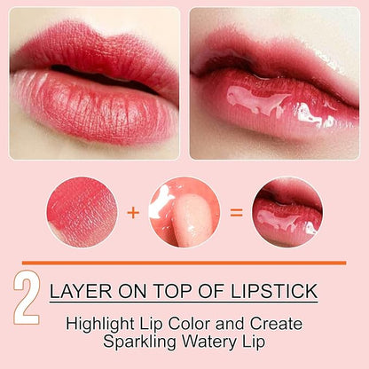 2PCS Hydrating Lip Glow Oil, Lip Plumper Gloss, Moisturizing Lip Oil, No-Sticky Transparent Plumping Lip Gloss Tinted Lip Balm for Lip Care and Dry Lips (2PCS Cherry)