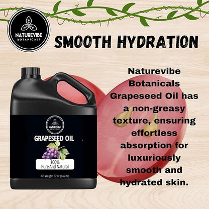 Naturevibe Botanicals Grapeseed Oil 32 Ounces
