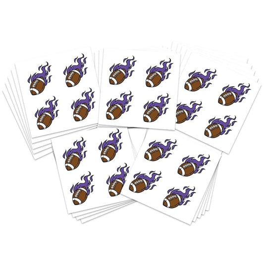 FashionTats Sport Spirit Temporary Tattoos | 100 Tattoos (Purple Football)