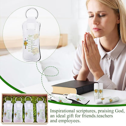 18 Sets Christian Gifts for Mom Bulk Women Church Gifts Scripture Bible Verse Lip Balms Lipstick Holder Keychains Faith Religious Inspirational Party Favors for Teacher Mother(Bible)