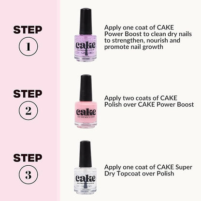Nail Strengthener & Nail Polish Duo, Nail Repair for Damaged Nails, Nail Hardener & Growth, Non Toxic, Professional Applicator Brush, Keratin Enriched (Love Shack) CAKE Power Boost (1 fl oz)