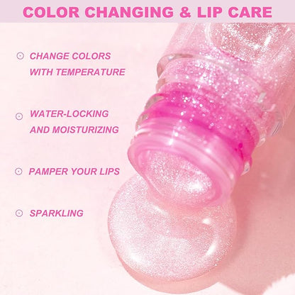 1 PCS Color Changing Lip Oil,Moisturizing Color Changing Lip Gloss,Non-sticky Nourishing Repairing Primer Lip Tint