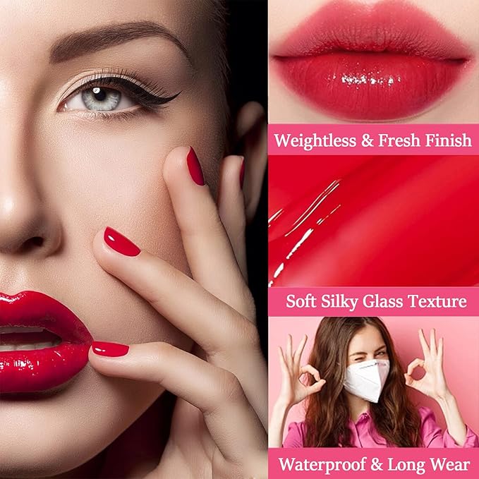 6 Colors Lip Tint Stain Set, Korean Lip Gloss Lip Tint Stain Plumping Mini Liquid Lipstick, Multi-use Lip and Cheek Tint, Long lasting Non-Stick Cup Waterproof, High Pigment, Vivid Color, Lip Tint Makeup…
