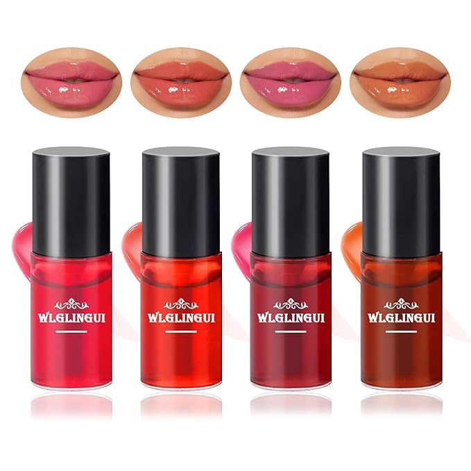 4 Colors Lip Tint Stain Set,Moisturizing Mini Liquid Set,Moisturizing