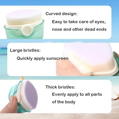 2 Pack Sunscreen Applicator for Kids, Makeup Brushes Sunblock with Protective Caps Sun Lotion Applicator Sun Cream Brush for Kids Women