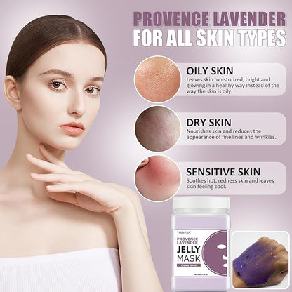 Jelly Mask for Facials Professional - Lavender Jelly Mask Powder, Gentle Soothes Face Skin Care for Facial Peel Off Vajacial Mask, Esthetician Supplies, Natural Ingredients Unscent