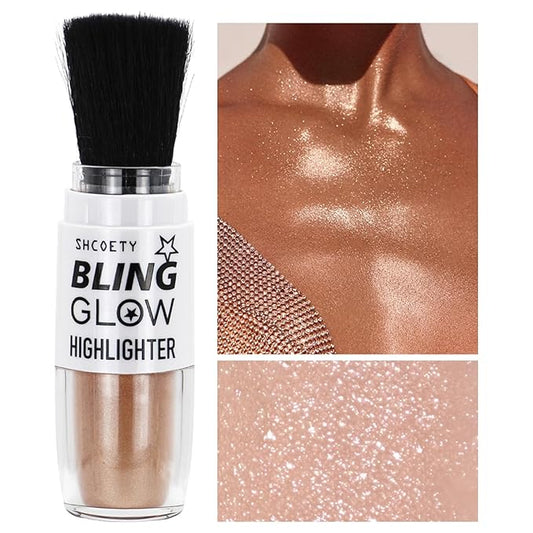 Glitter Powder Highlighter Makeup, Fairy Highlight Shimmer Body Kit(03# Champagne)