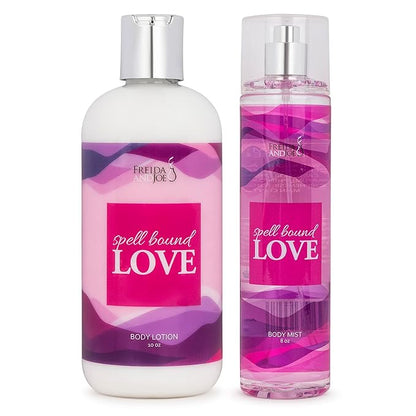 Home Spa Gift 10oz Deep Moisturizing Fragrance Body Lotion & 8 oz. Fine Fragrance Body Mist Set Luxury Self-Care Combo for Women and Girls (Spell Bound Love) Mother’s Day Gift for Mom