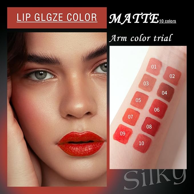 Matte Nude Liquid Lipstick, Tinted Highly Pigmented Lip Stain with Beeswax, Super Stay Velvet Lip Gloss, Smooth Matte Long Lasting Waterproof Smudgeproof Non-Stick Cup Lipcolor Makeup Gift, 01