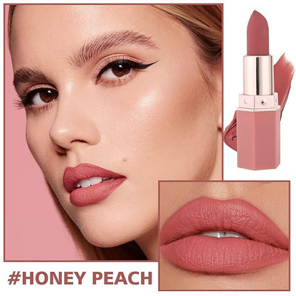 CAHIUYOA 2PCS Matte Nude Lipstick Lip Stain Velvet Long