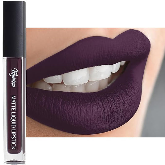 Mynena Deep Eggplant Long-Lasting Matte Liquid Lipstick Intense Color Smudge-Proof & Waterproof Comfortable Hydrating Shea Butter Vegan & Cruelty-Free | Mia