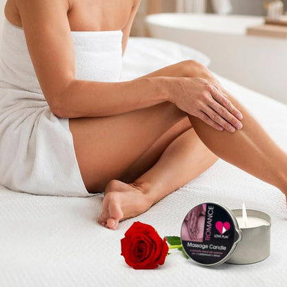 LOVE PLAY Massage Oil Candle for Home SPA - Vegan Moisturizing Body Oil Candle for Pure Relaxation - Hydrating Skin Care Massage Oils with Essential Oils (6.76oz)