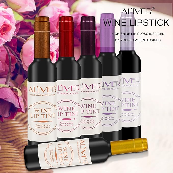 6 Colors Wine Bottle Lip Gloss,Wine Lip Tint Gloss,Wine