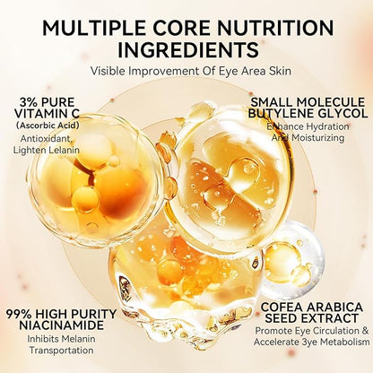 LANBENA Vitamin C Under Eye Patches for Dark Circles and Puffy Eyes, Cooling Eye Masks for Eye Bags, Fine Lines & Wrinkles Reduce, Anti-Aging, with Niacinamide Hydra-Gel Collagen-30 Pairs