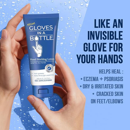 Gloves In A Bottle – Shielding Lotion for Dry Skin, Hand Lotion Travel Size, Protects & Restores Dry Cracked Skin– 3.4 oz..