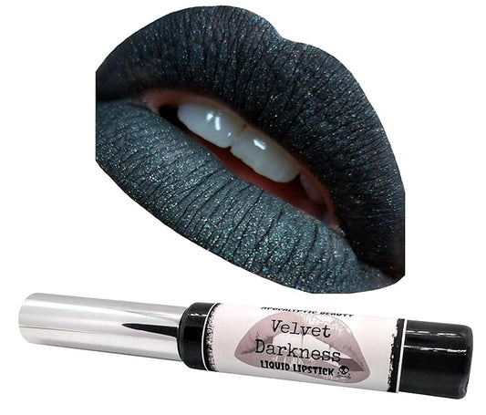 Black Dark Lipstick - Teal Blue Green Goth Green