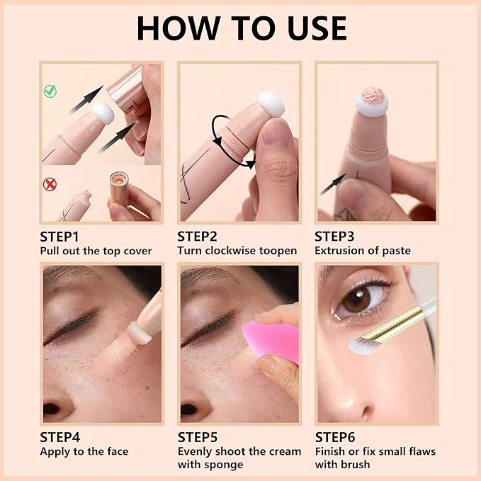 Air Cushion Foundation Beauty Wand Kit,Matte Concealer Foundation Women -03Natural