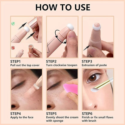 Air Cushion Foundation Beauty Wand Kit,Matte Concealer Foundation Women -03Natural