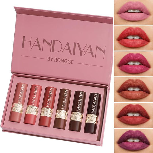 6 Colors Nude Lipstick, Matte Velvet Smooth Solid Long