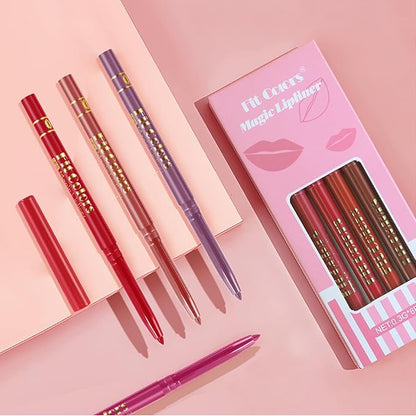 6Pcs Matte Lip Liner/Lipstick Set,Nude Matte Lip Liner Longwear