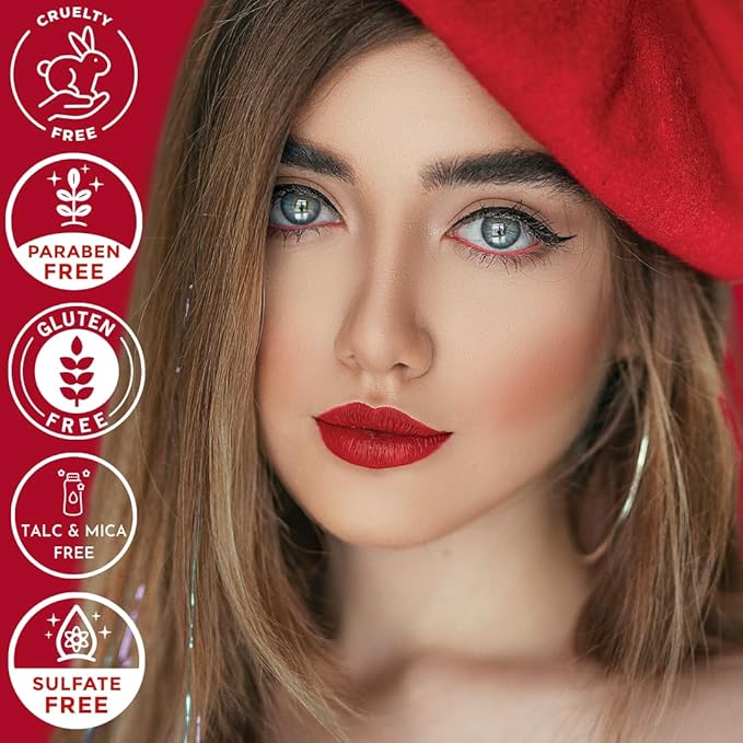 Mynena Bright Red Long-Lasting Matte Liquid Lipstick | Intense Color, Smudge-Proof & Waterproof | Comfortable, Hydrating Shea Butter | Vegan & Cruelty-Free | Lola