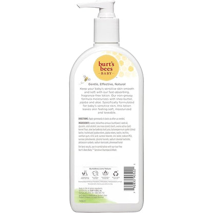 Burt's Bees Baby Ultra Gentle Lotion with Aloe for Sensitive Skin, Pediatrician Tested, 99% Natural Origin Baby Care, 12 Oz (Pack of 3)