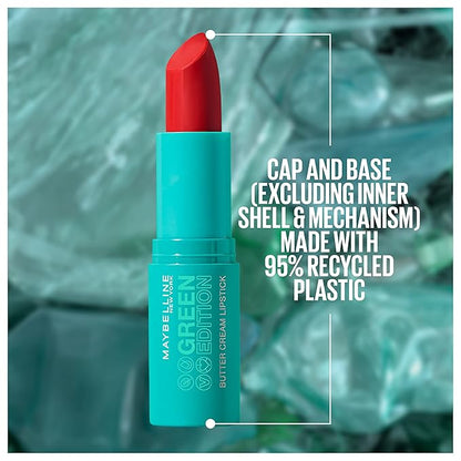 Maybelline Green Edition Butter Cream High-Pigment Bullet Lipstick, Ecliptic, Creamy Plum, 0.12 oz