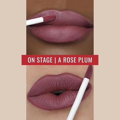 Runway Rogue Velvet Glam Liquid Lipstick, Almost-Matte Rose Plum Lipstick, ‘On Stage’