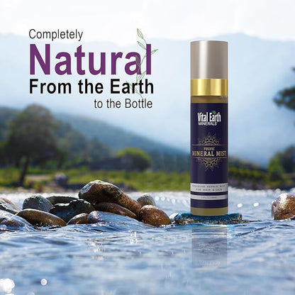 Vital Earth Fulvic Mineral Facial Mist, Travel-Friendly – Anti-Aging Face & Hair Spray for Cellular Renewal & Hydration, 3.4 Oz