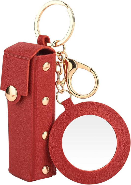 Lipstick Organizer Keychain Chapstick Case with Mirror Organizer