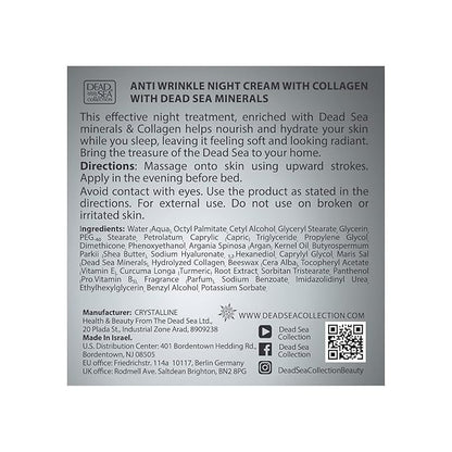 Dead Sea Collection Moisturising Night Face Cream with 3X Collagen – Anti Aging Nourishing Facial Moisturiser with Dead Sea Minerals and Vitamin E for Women and Men – All Skin Types (50 ml)