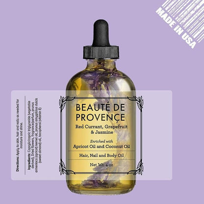 Lavender Multi-Use Oil for Face, Body and Hair - Organic Blend of Apricot, Vitamin E, Fractionated Coconut and Sweet Almond Oil Moisturizer for Dry Skin, Scalp and Nails - 4 Fl Oz